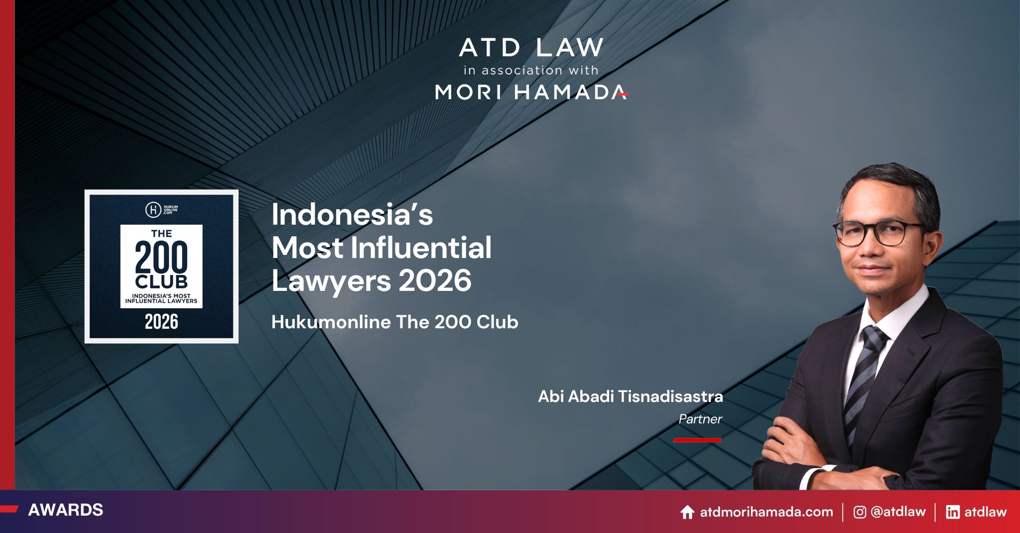 Abi Abadi Tisnadisastra is in Indonesia’s Most Influential Lawyers 2026 List by Hukumonline